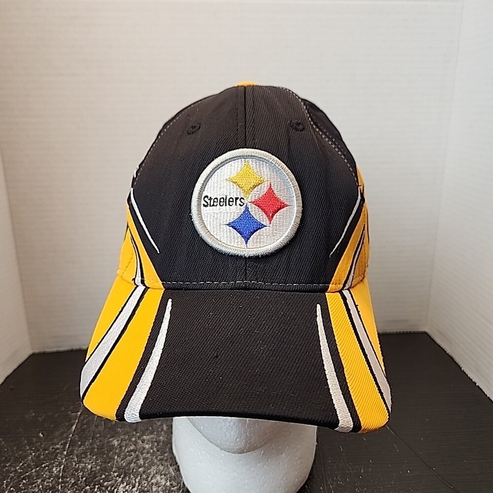 Vintage Pittsburgh Steelers Fitted Stretch Hat Cap Black Embroidered Logo Y2K